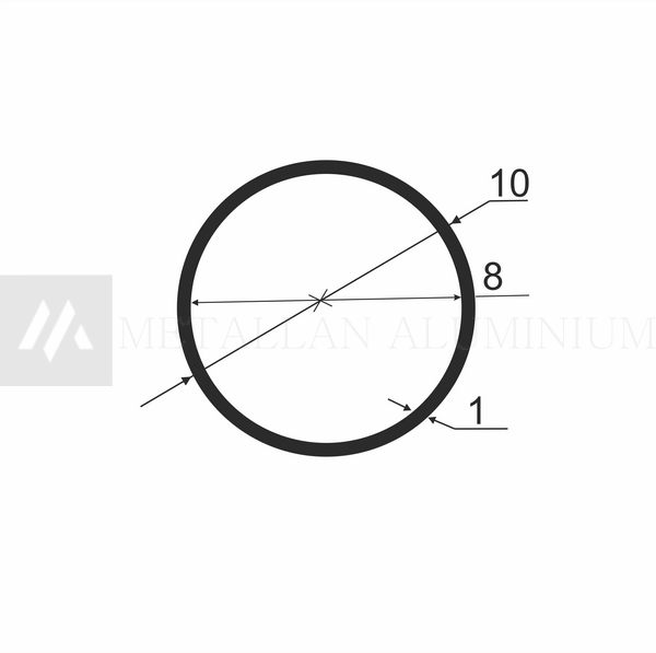Алюм.труба 10х1 мм (внут.розм. 8) - без покриття 01-0030 фото