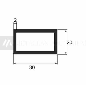 Алюм. труба 30х20х2 мм - анодований 06-0130 фото