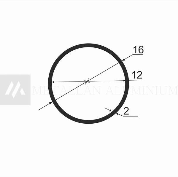 Алюм.труба 16х2 мм (внут.розм. 12) - без покриття 01-0105 фото
