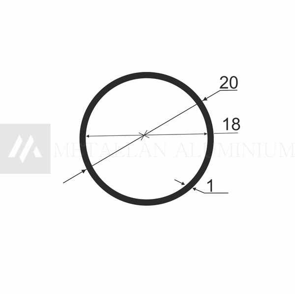 Алюм.труба 20х1 мм (внут.розм. 18) - анодований 02-0153 фото