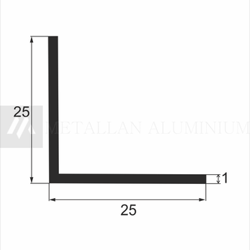 Алюм. кутник 25х25х1 мм - анодований 16-0078 фото