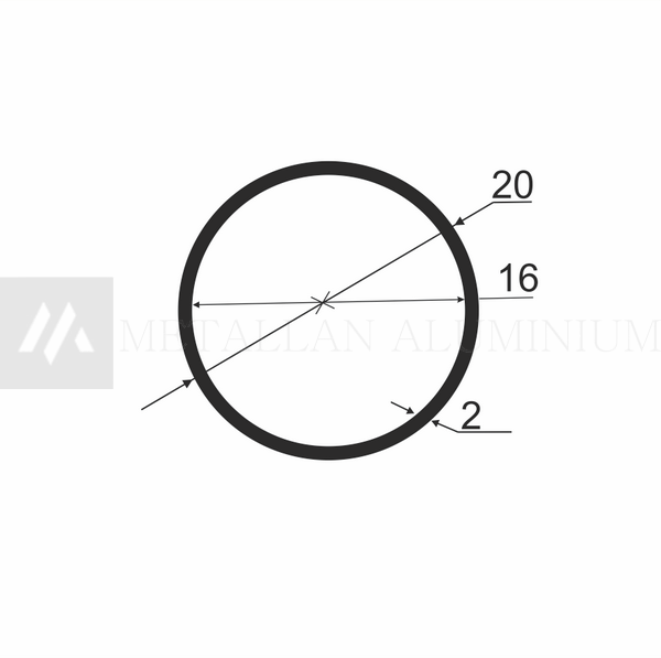 Алюм.труба 20х2 мм (внут.розм. 16) - анодований 02-0157 фото