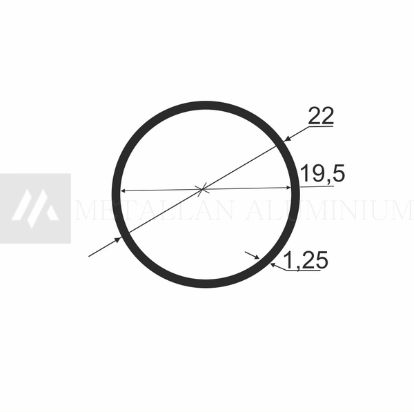 Алюм.труба 22х1,25 мм (внут.розм. 19,5) - анодований 02-0179 фото
