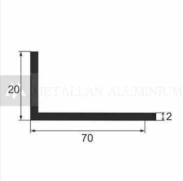Алюм. кутник 70х20х2 мм - анодований 18-0336 фото