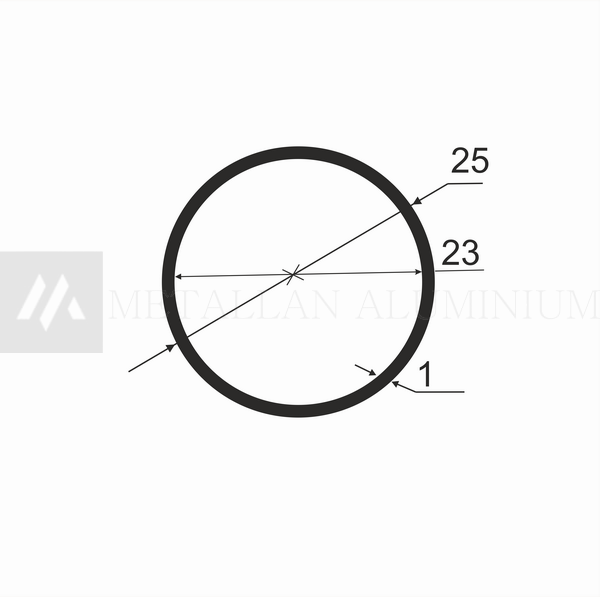 Алюм.труба 25х1 мм (внут.розм. 23) - анодований 02-0224 фото