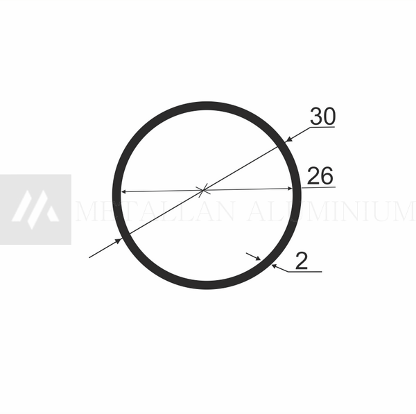 Алюм.труба 30х2 мм (внут.розм. 26) - анодований 02-0304 фото