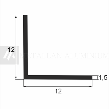 Алюм. кутник 12х12х1,5 мм - без покриття 15-0012 фото