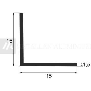 Алюм. кутник 15х15х1,5 мм - без покриття 15-0030 фото
