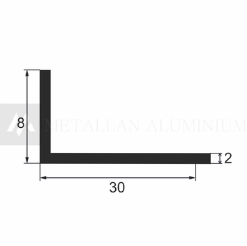 Алюм. кутник 30х8х2 мм - анодований 18-0089 фото