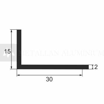 Алюм. кутник 30х15х2 мм - анодований 18-0094 фото