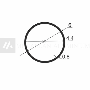 Алюм.труба 6х0,8 мм (внут.розм. 4,4) - без покриття 01-0880 фото