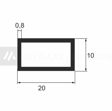 Алюм. труба 20х10х0,8 мм - без покриття 05-0932 фото