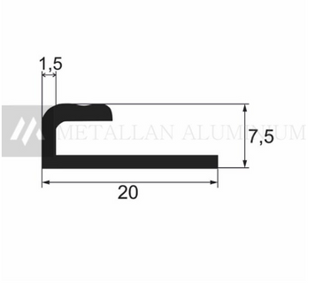 Алюм. L-профіль 20х7,5х1,5 мм (внут.розм. 4) - анодований 32-0006 фото