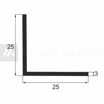 Алюм. кутник 25х25х3 мм - без покриття 15-0105 фото