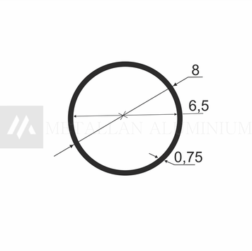 Алюм.труба 8х0,75 мм (внут.розм. 6,5) - анодований 02-0010 фото
