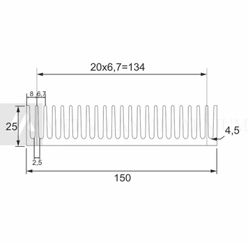 Алюм. профіль радіатор 150х25 - без покриття 53-0008 фото