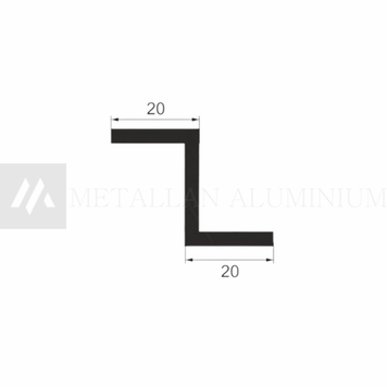 Алюм. Z-профіль 20х20х20х2 мм - анодований 30-0004 фото