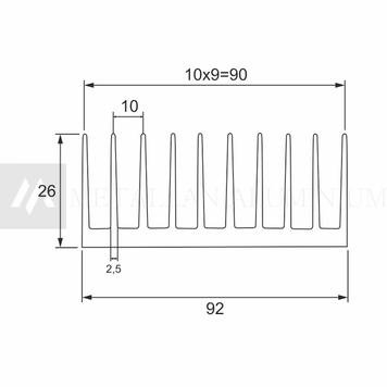 Алюм. профіль радіатор 92х26 - без покриття 53-0004 фото