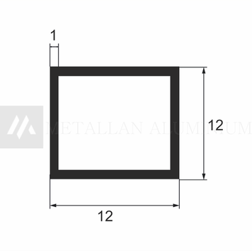 Алюм. труба 12х12х1 мм - анодований 04-0008 фото
