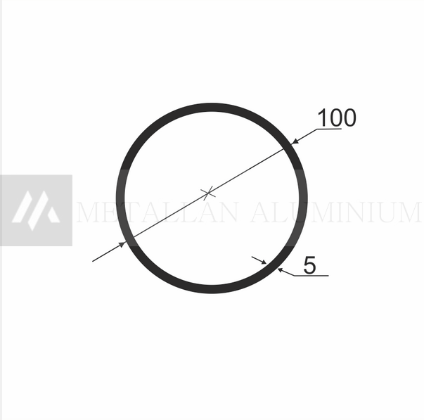 Алюм.труба 100х5 мм (внут.розм. 90) - без покриття 01-0771 фото