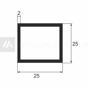 Алюм. труба 25х25х2 мм - анодований 04-0086 фото
