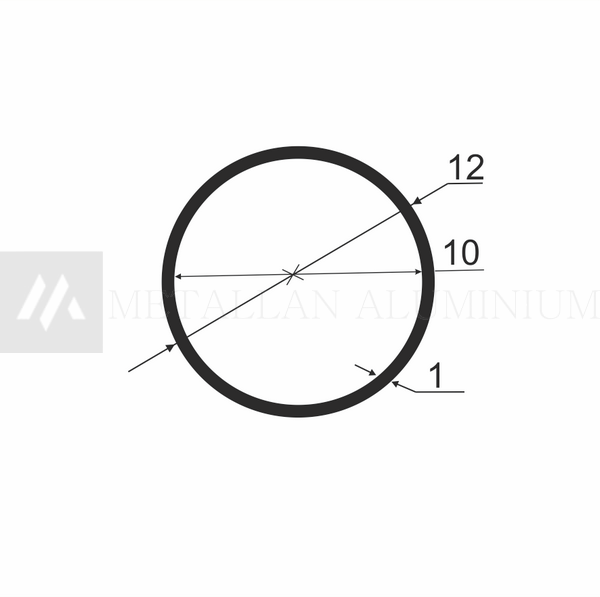 Алюм.труба 12х1 мм (внут.розм. 10) - анодований 02-0043 фото
